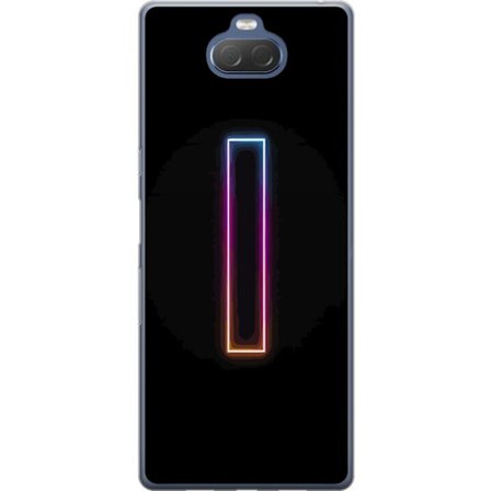 Kompatibel Mobilcover til Sony Sony Xperia 10 Plus Minimalistisk neonbogstav I i regnbuefarver mod mørk baggrund