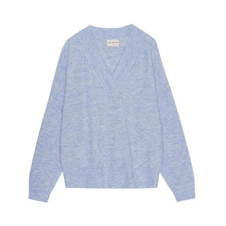 Moshi Moshi Mind, Vibrant Rib V-Neck Blauw, Dames, Maat:S