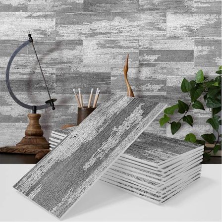 Pakke med 16 køkkenflisesklistermærker, træstruktur selvklæbende flisedekoration, 10 x 20 cm klistermærker, mursten PVC, vandtætte vægfliser til 