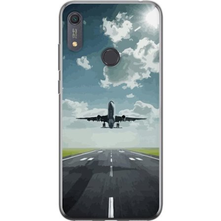 Yhteensopiva Puhelinkuori Huawei Huawei Y6s (2019) Lentokone nousee kiitoradalta kohti sinistä taivasta, voimakas matka- ja ilmailuaihe täydellinen