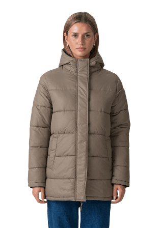 TeeShoppen Lång Pufferjacka Vinterjackor Dam Beige M