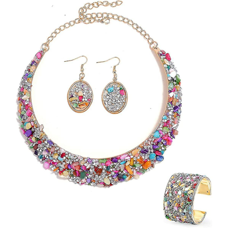 Rhinestone Krave Guld Metal Halskæde Til Kvinder Statement Kraver Halskæder Smykker Tilbehør Sæt