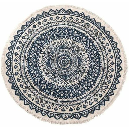 Bomullsrunde tepper 90cm maskinvaskbare håndvevde dusker teppeområde R