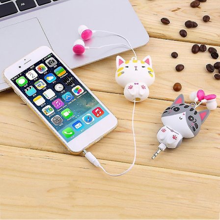 Cartoon Retraktila In-Ear Hörlurar för Telefon och PC