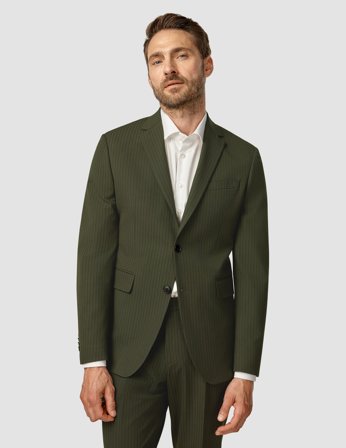 Shaping New Tomorrow - Essential Blazer - Moss Green Pinstripe - Regular Fit - Herre - Størrelse XXXL