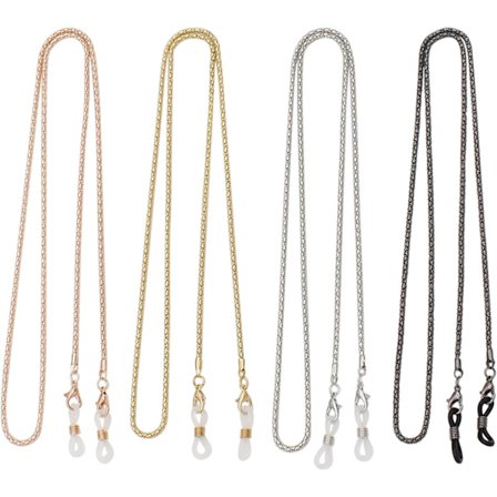 (4st) Glasögonkedja, Elegant solglasögonkedja, Silver Rose Gold No