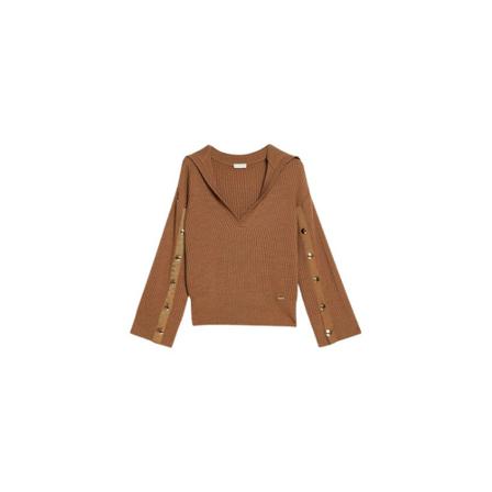 Liu Jo Wollen trui met knopen Camel , Bruin , Dames , Maat: M