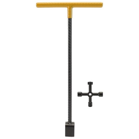 Stålvannmåler Nøkkel Multifunksjonell T Håndtak Kantstein Nøkkel med 4-veis Verktøy for Ventiler og Kraner Gul