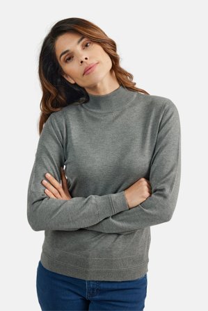 JENSEN - Pullover Rullekrave - Grey Melange