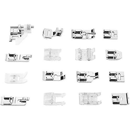 Sypressarfotssats, 16-pack Universal symaskinspressarfötter med osynlig blixtlås rullfot hävarmfot för sångaren Janome Kenmore (plasti)