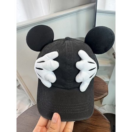 1 stk. baseballkasket til kvinder med Mickey Mouse-design med ører, afslappet solhat, hiphop-kasket med flad skygge, sommerhat.