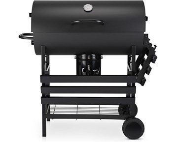 ON-BBQ Barrel Charcoal Grill-Enkel kullgrill med innebygd termometer og sidebord-Barbecue-Kullgriller