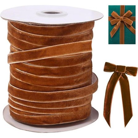 Sammetband 50 meter långt sammetsband 3/8 tum brett ensidigt sammetsband julband med rulle för presentförpackning ljusbrunt Ljusbrunt