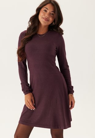 VILA - Vicomfy A-line O-neck Knit Dre - Fig Detail:melange - Kläder - - Bubbleroom