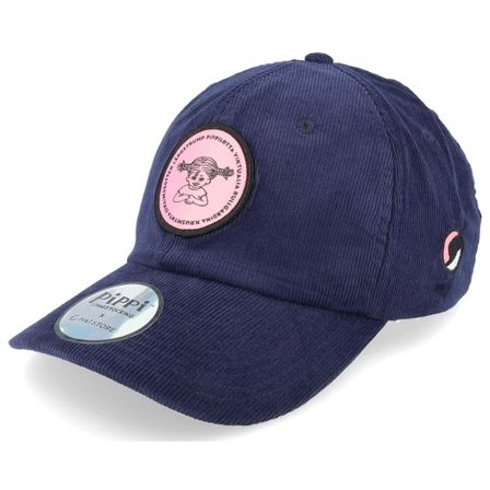 Pippi Långstrump - Blå unconstructed Keps - "Pippilotta Navy/Pink Corduroy Dad Cap " @ Hatstore