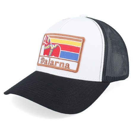 Wild Spirit - Swedish Dalarna Landscape White/Black A-Frame Trucker Trucker Brown Cap - @ Hatstore