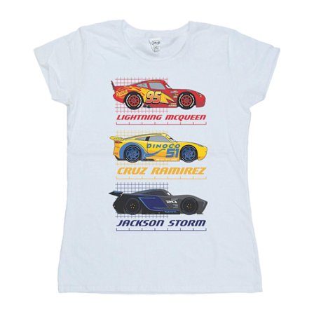 Disney Dam/Kvinnor Bilar Racer Profil Bomull T-shirt M Vit