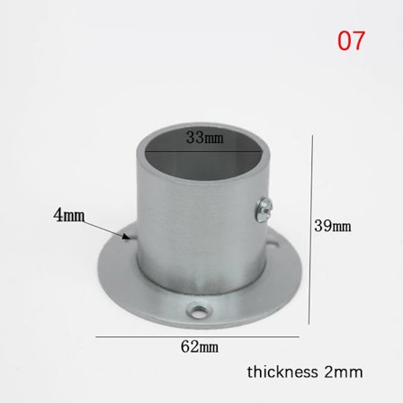 Flänssits i rostfritt stål Garderob Gardintyg Stång Rund Tu