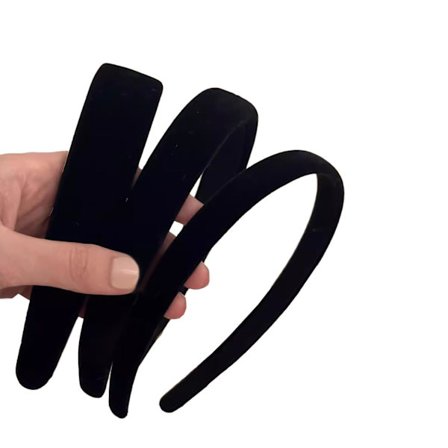 Svart polstret pannebånd i fløyel, en myk og enkel hårbøyle som passer for jenter og tenåringer, et enkelt, tannløst, tykt hårtilbehør.