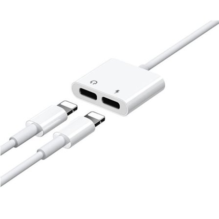 Dobbelt Thunderbolt Audioadapter - Thunderbolt - S-Y104 - Hvid - Til iPhone - Lightning-stik