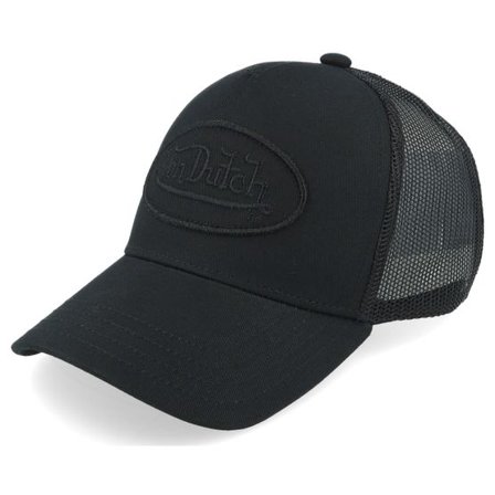 Von Dutch - Svart trucker Keps - Kids Oval Patch Baseball Mesh Black/Black Trucker @ Hatstore