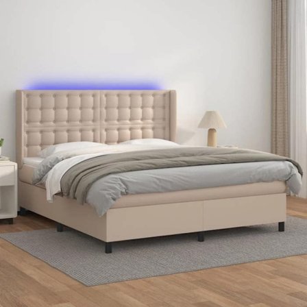 Maison Exclusive - Sengebund af lameller madras LED Cappuccino 160x200 cm