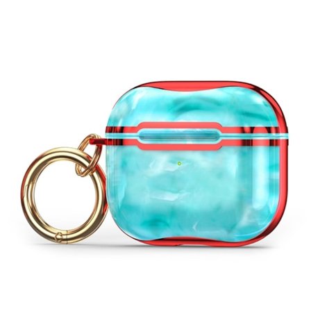 AirPods Pro 2 coolt fodral i kolfiberstil med spänne - Grön / Röd