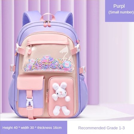 Barneskoletaske Skolesekk for jenter Lett ryggsekk for barn Kawaii Vanntett skolesekk