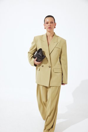 NA-KD - Plissert bukse med vide ben og høyt liv - Drakt - Beige - EU 40