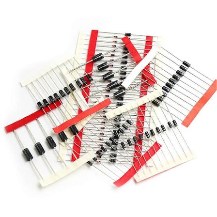 100 stk. 1N4148 1N4007 1N5819 1N5399 1N5408 1N5822 FR107 8 Verdier Diode Sortiment