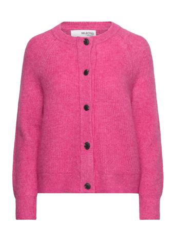 Slflulu Ls Knit Short Cardigan Noos Pink Selected Femme