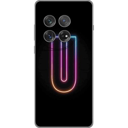 Kompatibel Mobilcover til OnePlus OnePlus 12 Minimalistisk neonbogstav U i farverig lyseffekt mod sort baggrund