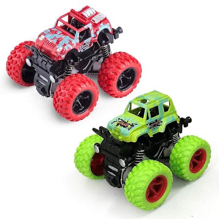 2 stk. Pull Back Biler Legetøj Monster Trucks Design til 3-årige Børn