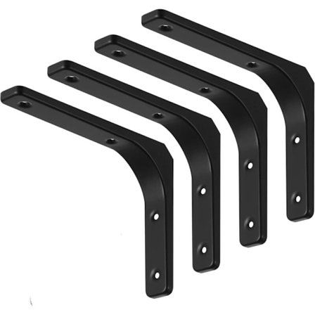 Vegghylle Brakett, Matt Svart Metallbrakett, Metallhylle Støtte for Kjøkkendekor, Kraftig Brakett, 100mm100mm, 4 stk