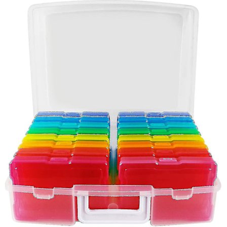 Gennemsigtige 4" X 6" Fotoopbevaringsbokse - 16 Indvendige Fotoorganiseringsetuier Fotoboks til Opbevaring af Billeder -
