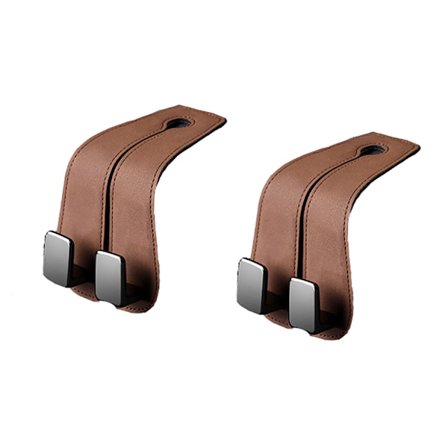 Suede Bil Nakkestøtte Kroge 2-pak: Dobbelt Krog Organizer til Tasker, Punge & Opbevaring i Bilen (Sort/Grå/Brun)