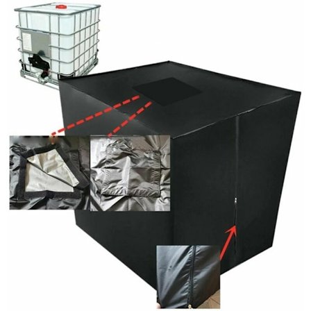 Vandtankdæksel, dæksel til 1000 L IBC-tank med rektangulært dæksel, anti-støv, anti-UV, anti-regn (116 x 100 x 120 cm)