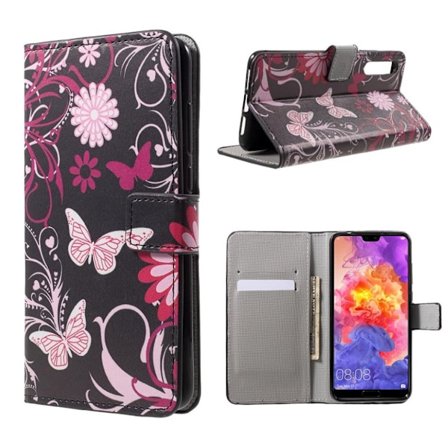 Butterfly läder Huawei P20 Pro fodral - Flerfärgad