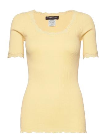 Organic T-Shirt W/ Lace T-shirts & Tops Short-sleeved Gul Rosemunde