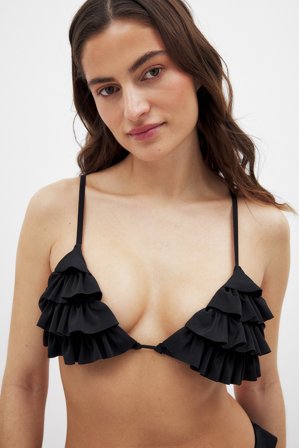 Camelia Farhoodi x NA-KD Haut de bikini froncé - Bikinis - Noir - M