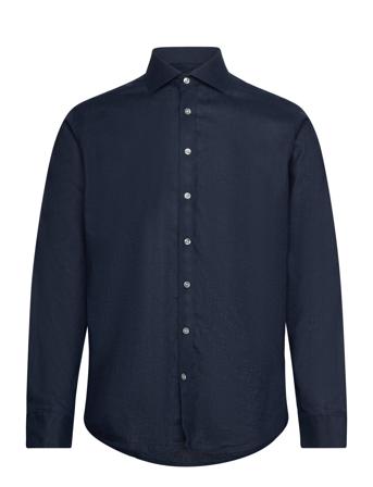 Bs Butkus Casual Modern Fit Shirt Tops Shirts Linen Shirts Navy Bruun & Stengade