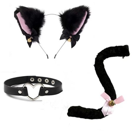 Cat Ear Pannband Bowtie Tail Cat Cosplay Set