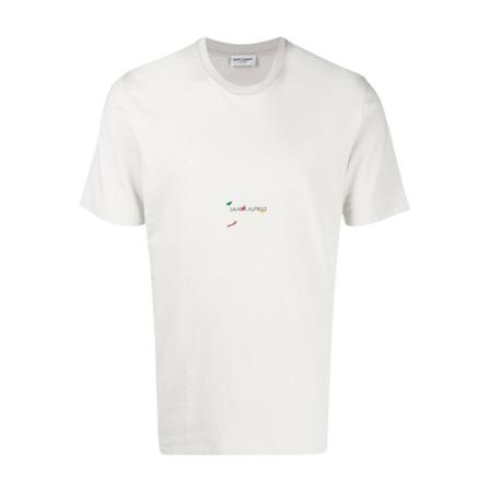 Saint Laurent, T-Shirts Wit, Heren, Maat:S,print