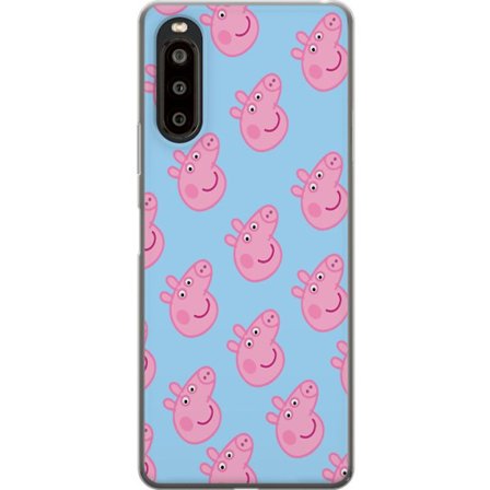 Kompatibel Mobilcover til Sony Xperia 10 II Peppa Pig baby figur i pastelfarver, sød tegnet børneillustration med blød minimalistisk stil