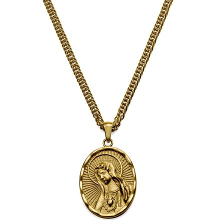Sanctus | Gold-tone Immaculate Heart of Mary Necklace for Men - Steel necklaces