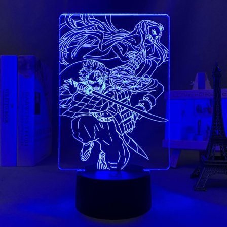 Anime-led yökkärivalo Demon Slayer Tanjiro X Nezuko makuuhuoneen koristevaloksi, syntymäpäivälahjaksi, manga-lampuksi, Kimetsu No Yaiba