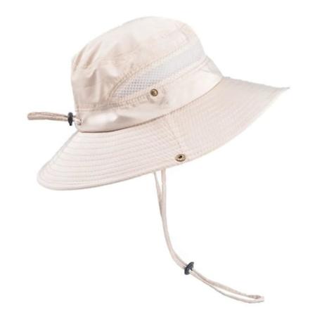 Kalastushattu, tuulenpitävä, UV-suojattu ämpärihattu, rantaverkko, aurinkolippis, beige