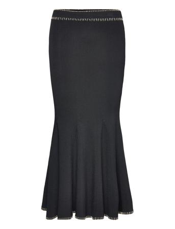 Faye Stitch Detail Knitted Midi Skirt Black Malina