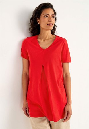 Cellbes of Sweden - Trikåtunika med smickrande veck - röd - för damer - 50/52