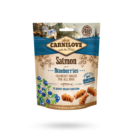 Carnilove Dog Crunchy Snack Salmon Blueberry 200g - Matskåler, Hundegobiter & Tyggeben til hund & katt på Doggie.no - Hundegodbiter, Tyggebein & 